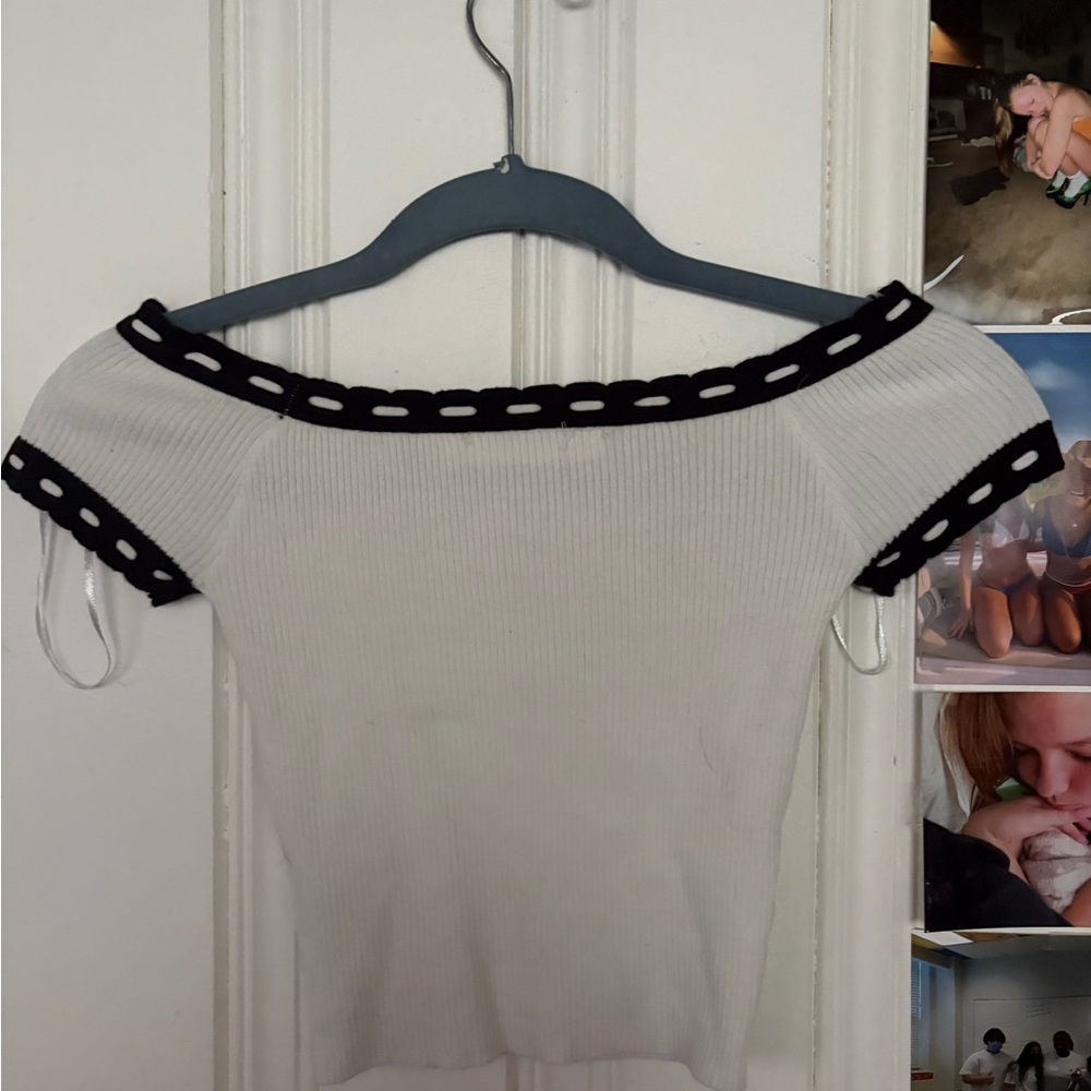 Altar'd State White Top with Black Trim
